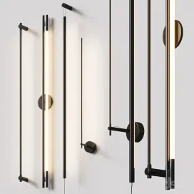 Thin Black Wall Lamps SET